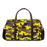 Yellow Brown And Black Camouflage Print Duffle Bag