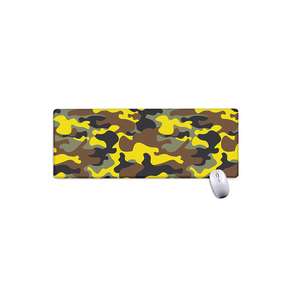 Yellow Brown And Black Camouflage Print Extended Mouse Pad