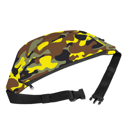 Yellow Brown And Black Camouflage Print Fanny Pack