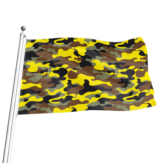 Yellow Brown And Black Camouflage Print Flag