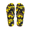 Yellow Brown And Black Camouflage Print Flip Flops