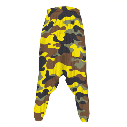 Yellow Brown And Black Camouflage Print Hammer Pants
