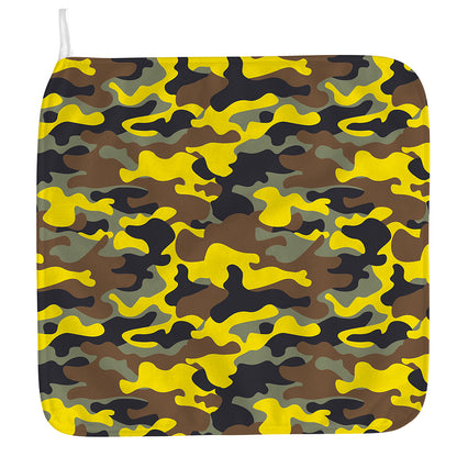 Yellow Brown And Black Camouflage Print Hand Towel