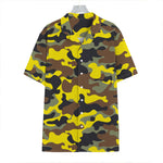 Yellow Brown And Black Camouflage Print Hawaiian Shirt