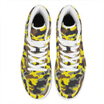 Yellow Brown And Black Camouflage Print High Top Leather Sneakers