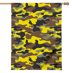 Yellow Brown And Black Camouflage Print House Flag