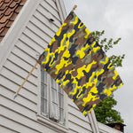 Yellow Brown And Black Camouflage Print House Flag
