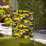 Yellow Brown And Black Camouflage Print House Flag