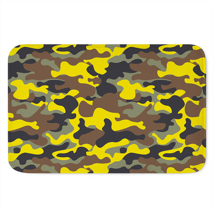 Yellow Brown And Black Camouflage Print Indoor Door Mat