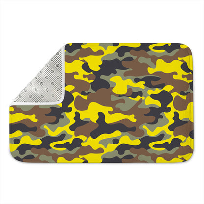 Yellow Brown And Black Camouflage Print Indoor Door Mat