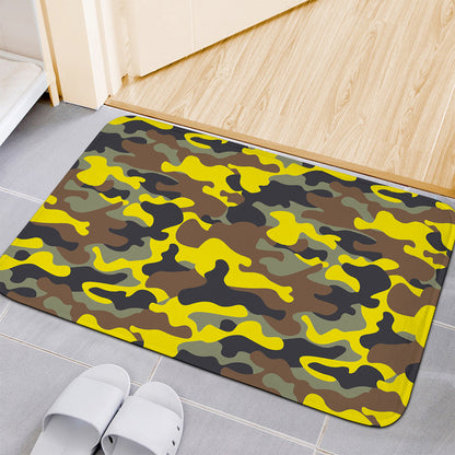 Yellow Brown And Black Camouflage Print Indoor Door Mat