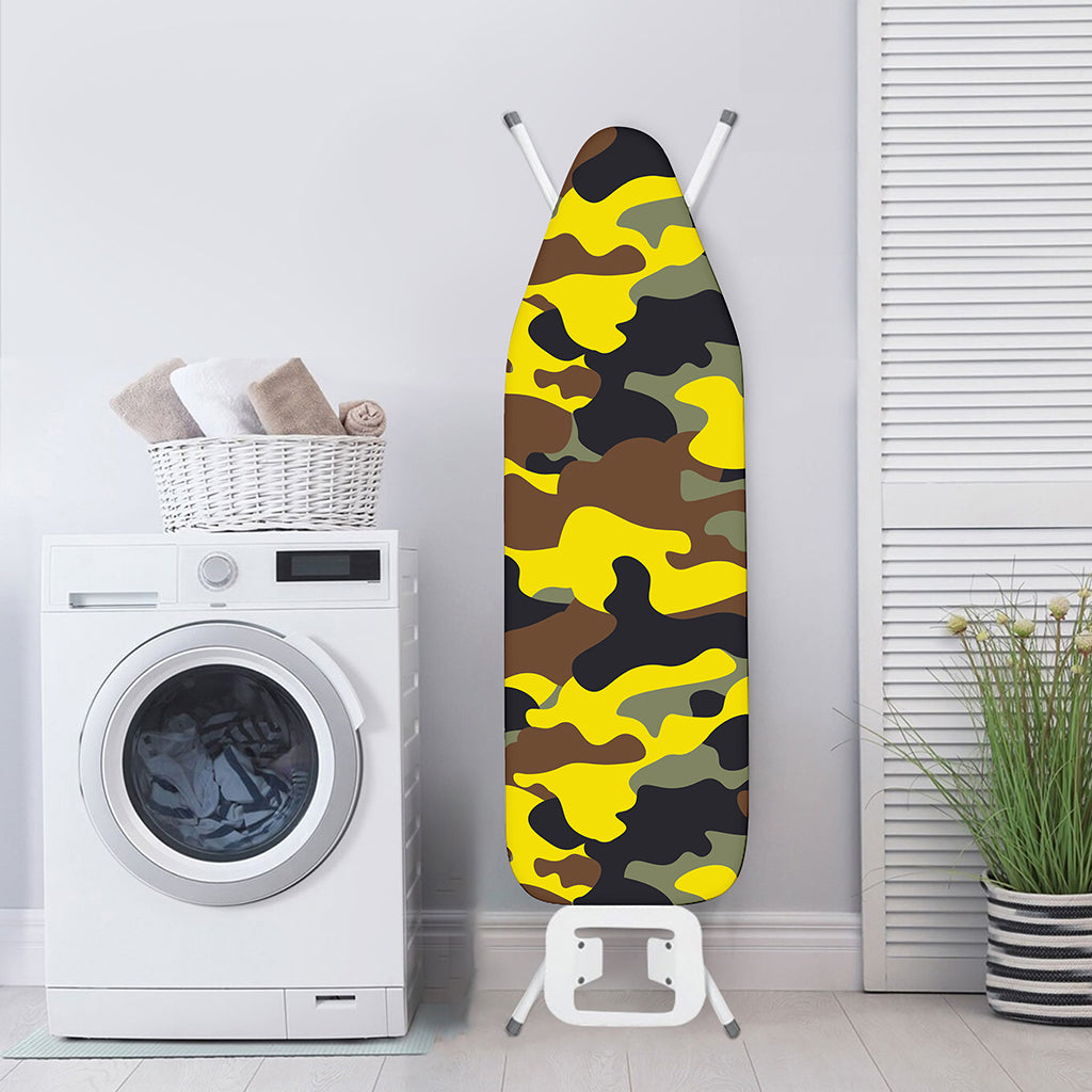 Yellow Brown And Black Camouflage Print Ironing Board Cover