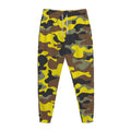 Yellow Brown And Black Camouflage Print Jogger Pants