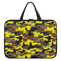 Yellow Brown And Black Camouflage Print Laptop Sleeve With Handle