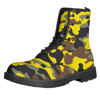 Yellow Brown And Black Camouflage Print Backpack