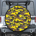 Yellow Brown And Black Camouflage Print Leather Spare Tire Cover