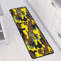 Yellow Brown And Black Camouflage Print Long Kitchen Mat