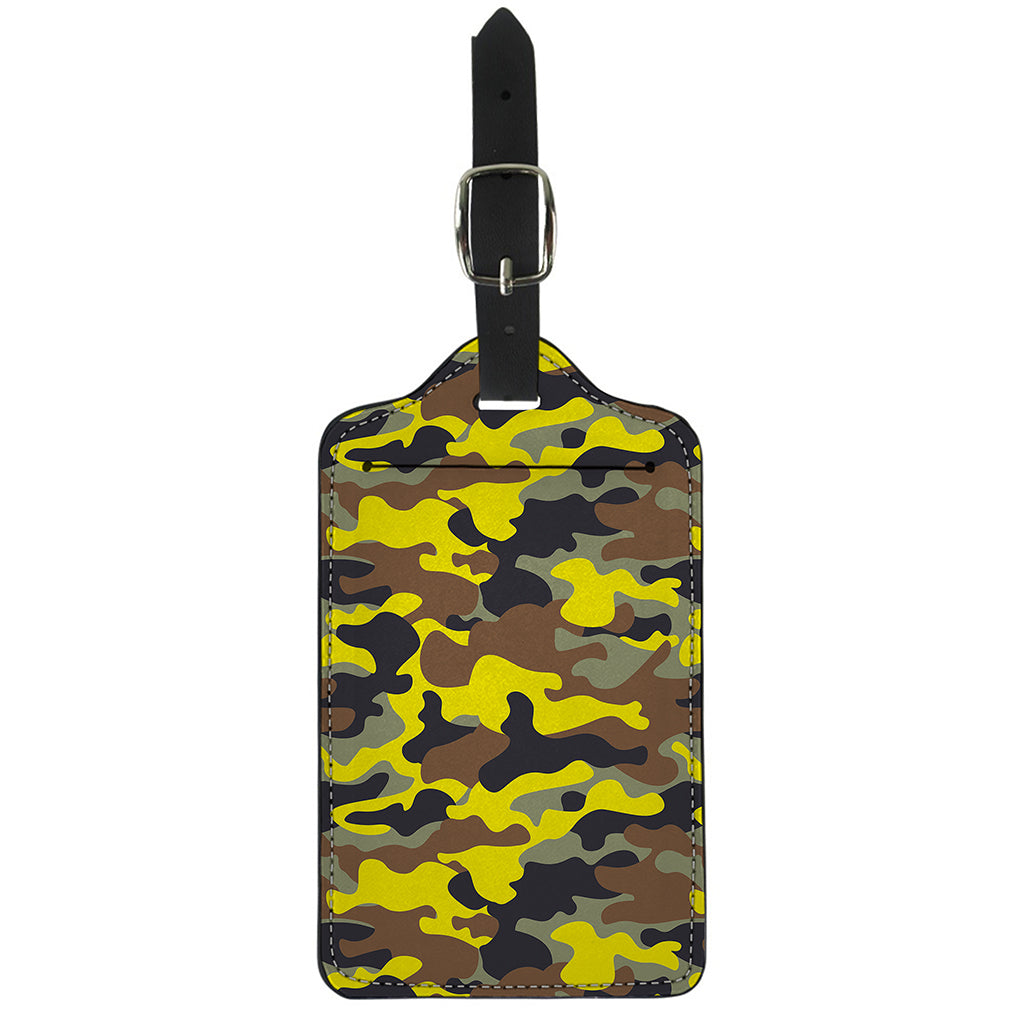 Yellow Brown And Black Camouflage Print Luggage Tag