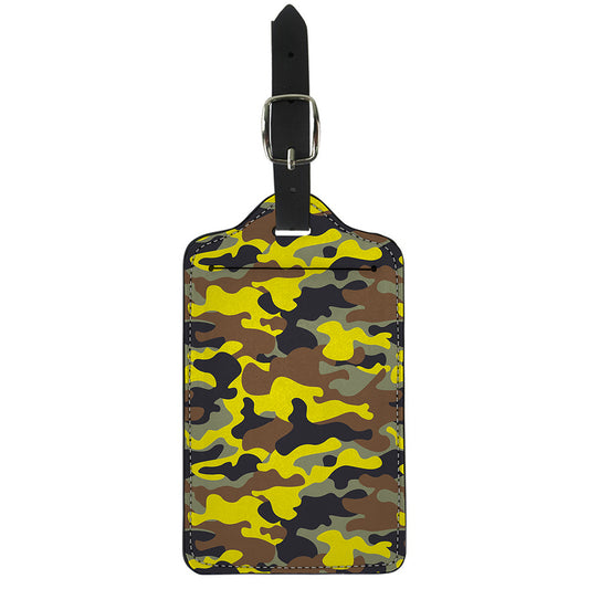 Yellow Brown And Black Camouflage Print Luggage Tag