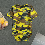 Yellow Brown And Black Camouflage Print Men's Bodysuit