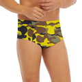 Yellow Brown And Black Camouflage Print Men's Briefs