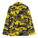 Yellow Brown And Black Camouflage Print Men's Cotton Blazer
