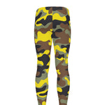 Yellow Brown And Black Camouflage Print Men's leggings