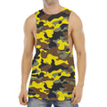 Yellow Brown And Black Camouflage Print Men's Muscle Tank Top