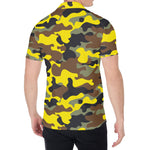 Yellow Brown And Black Camouflage Print Men's Shirt