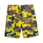 Yellow Brown And Black Camouflage Print Men's Sports Shorts