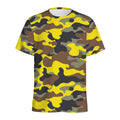 Yellow Brown And Black Camouflage Print Men's Athletic T-Shirt