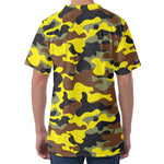 Yellow Brown And Black Camouflage Print Men's Velvet T-Shirt