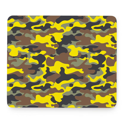 Yellow Brown And Black Camouflage Print Mouse Pad