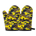 Yellow Brown And Black Camouflage Print Oven Mitts