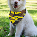 Yellow Brown And Black Camouflage Print Over The Collar Dog Bandana