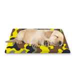 Yellow Brown And Black Camouflage Print Pet Cooling Mat Cover