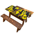 Yellow Brown And Black Camouflage Print Picnic Table Cover