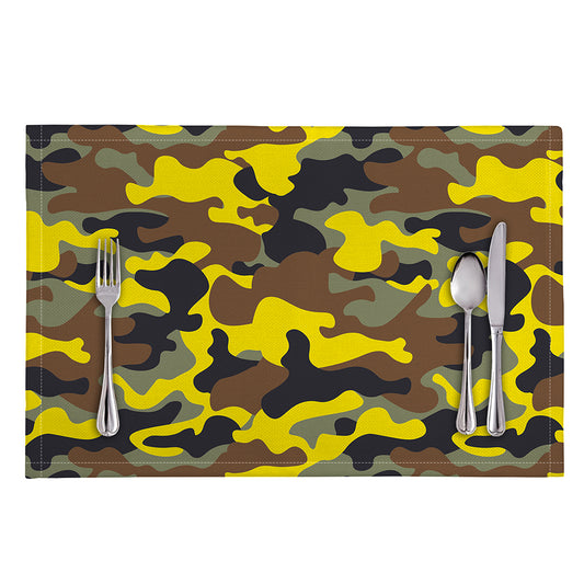 Yellow Brown And Black Camouflage Print Placemat