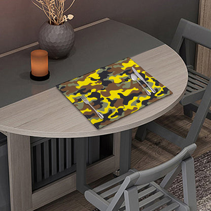Yellow Brown And Black Camouflage Print Placemat
