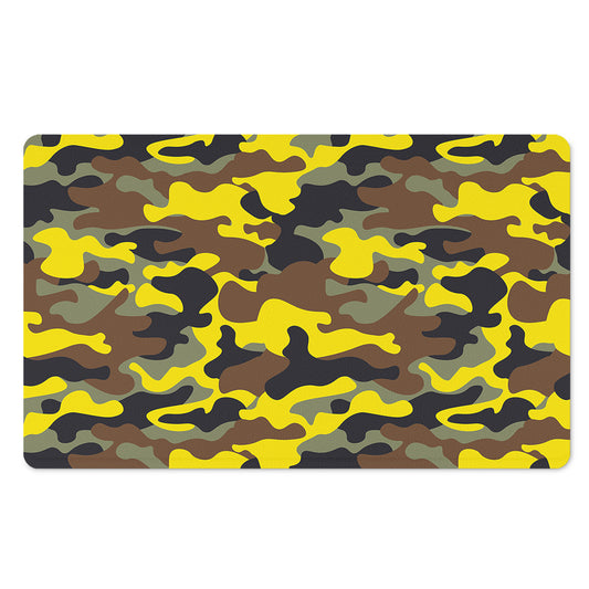Yellow Brown And Black Camouflage Print Polyester Doormat