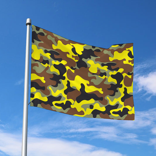 Yellow Brown And Black Camouflage Print Polyester Flag