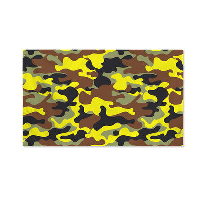 Yellow Brown And Black Camouflage Print Polyester Flag