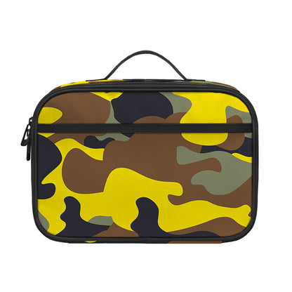 Yellow Brown And Black Camouflage Print Portable Lunch Bag