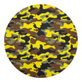 Yellow Brown And Black Camouflage Print Round Blanket