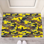 Yellow Brown And Black Camouflage Print Rubber Doormat