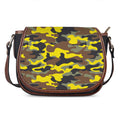 Yellow Brown And Black Camouflage Print Saddle Bag