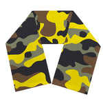 Yellow Brown And Black Camouflage Print Scarf