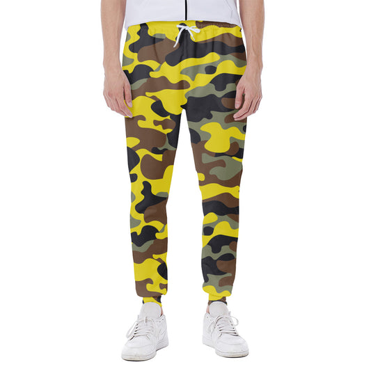 Yellow Brown And Black Camouflage Print Scuba Joggers