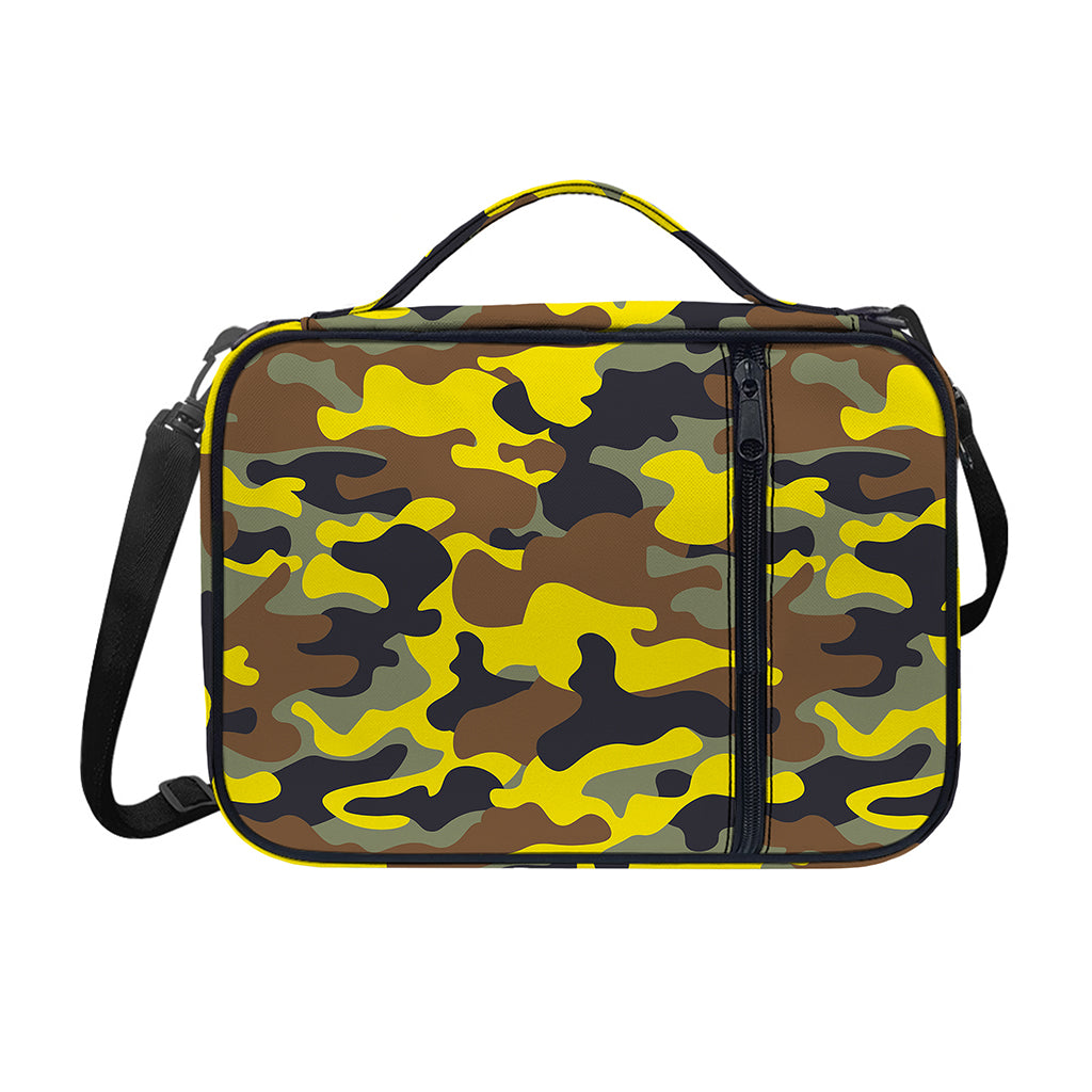 Yellow Brown And Black Camouflage Print Shoulder Strap Bible Bag