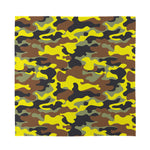 Yellow Brown And Black Camouflage Print Silk Bandana